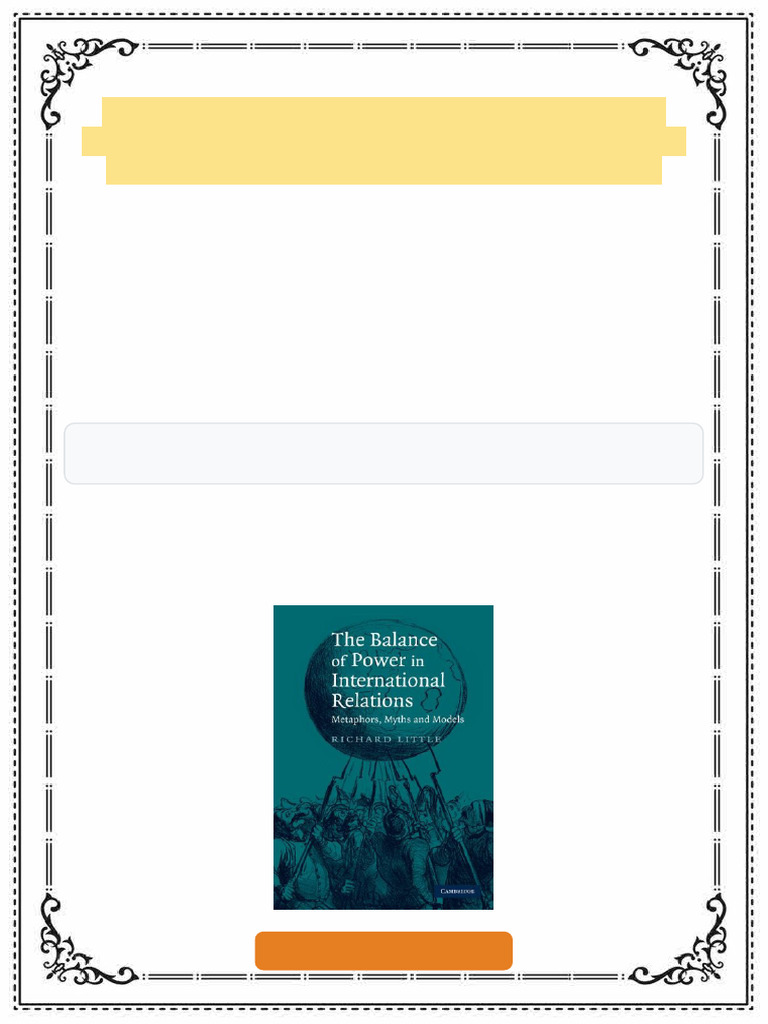 The Balance of Power in International Relations Metaphors Myths and ...
