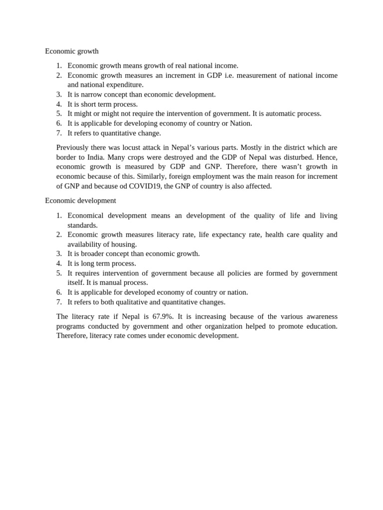 Understanding Economic Growth vs. Development | PDF