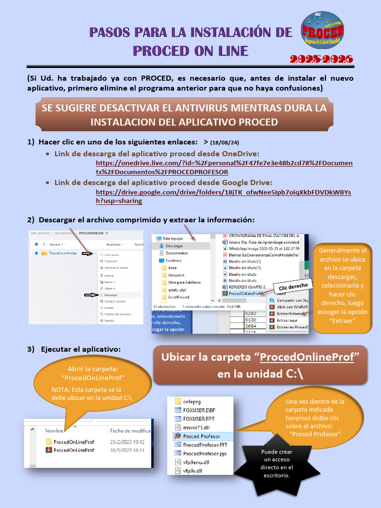 Instalación del Aplicativo PROCED | PDF | Archivo de computadora ...