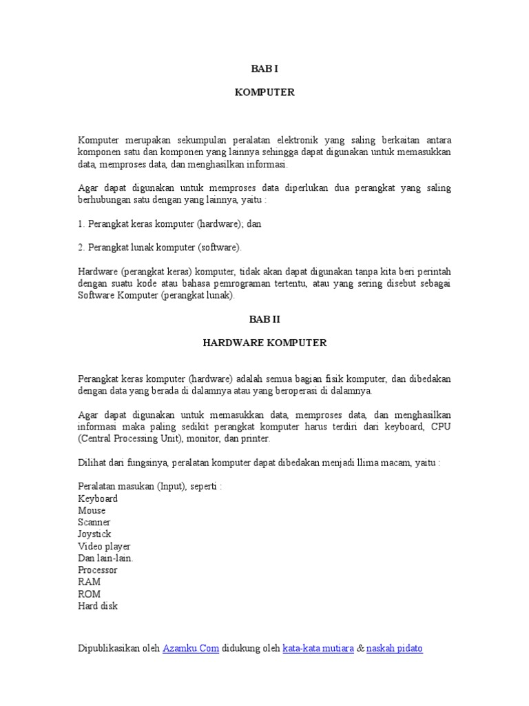 Contoh Makalah Hardware Dan Software Komputer Doc