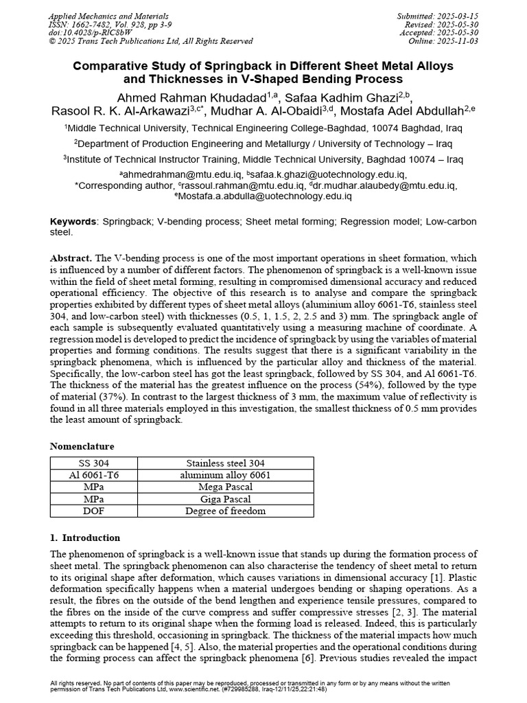 Springback in Sheet Metal Bending | PDF | Deformation (Engineering ...