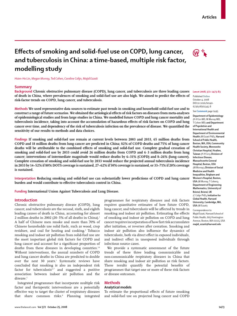 Impact of Smoking on COPD and Lung Cancer in China | PDF | Chronic ...