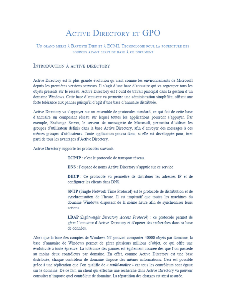 Introduction à Active Directory et GPO | PDF | Active Directory ...
