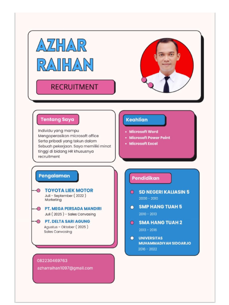 Surat Lamaran Kerja Azhar Raihan | PDF