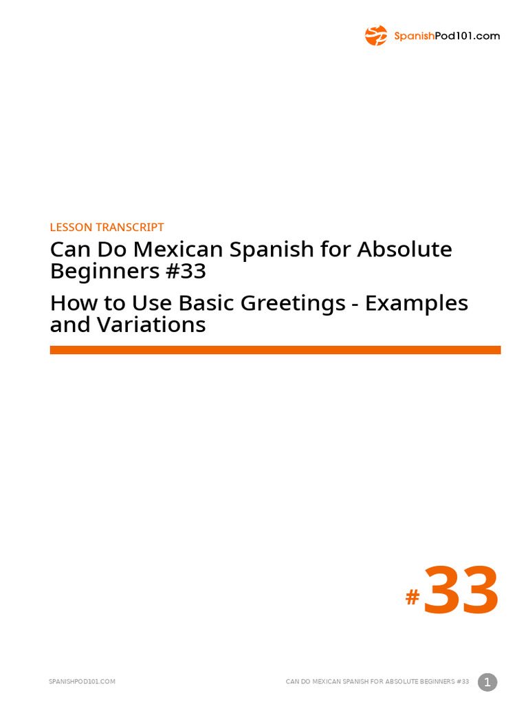 Basic Mexican Spanish Greetings Guide | PDF