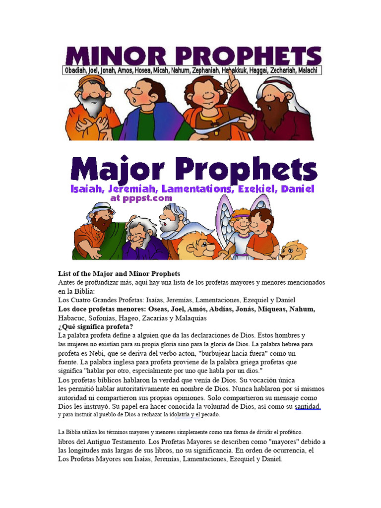 Profetas Mayores y Menores en la Biblia | PDF | Doce profetas menores ...