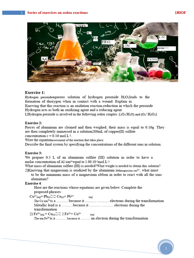 Redox Reactions Corrected Exercises 1 | PDF | Redox | Chemical Reactions