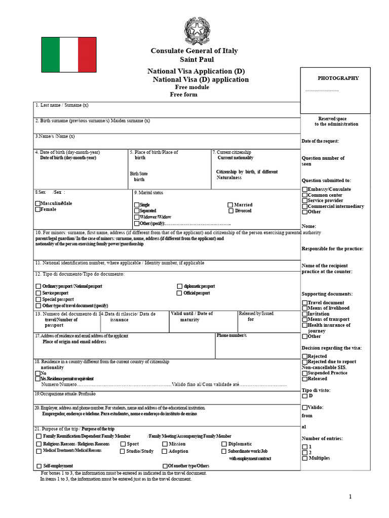 Italy National Visa Application Guide | PDF | Travel Visa | Identity ...