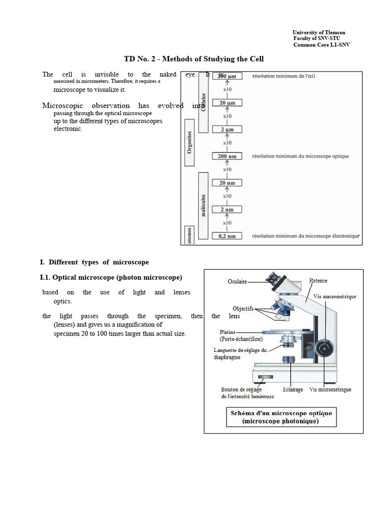 Cell Study Methods and Microscopy Techniques | PDF | Microscope ...