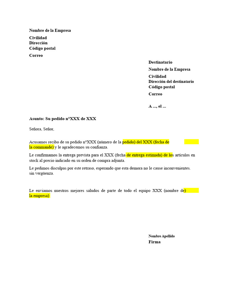 Confirmación de Pedido y Entrega | PDF