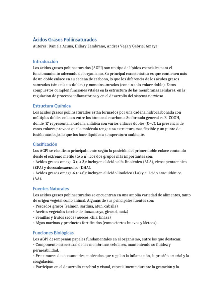 Acidos Grasos Poliinsaturados 2 | PDF | Ácido graso | Ácido Graso Omega 3