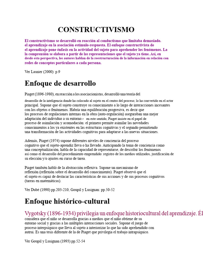 Teorías del Constructivismo en Educación | PDF | Constructivismo ...