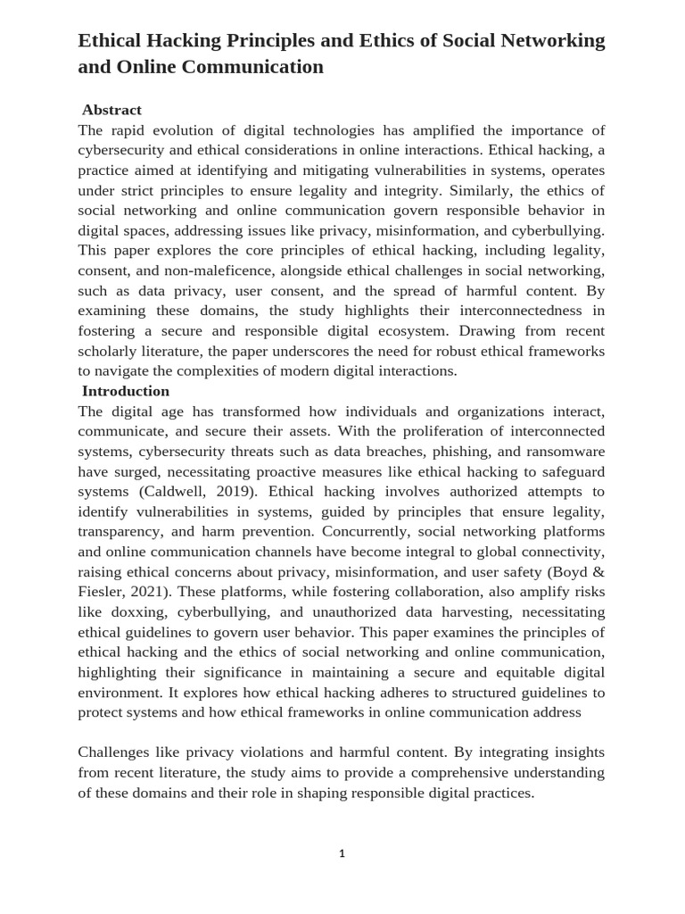 Ethical Hacking and Social Media Ethics | PDF | Security Hacker | White ...