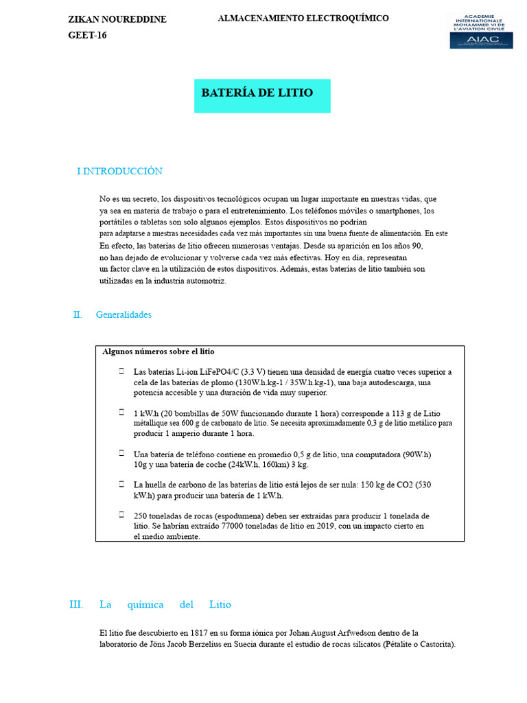 Batería de litio | PDF | Batería de iones de litio | Litio