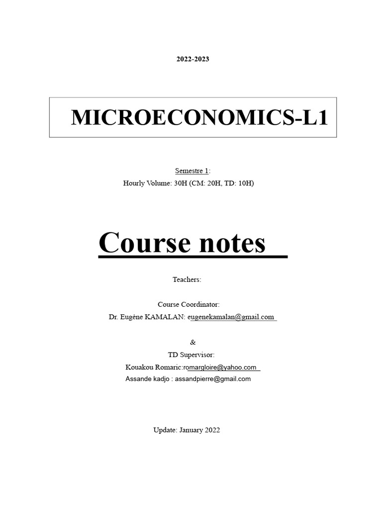 Microeconomics Course Notes 2022-2023 | PDF | Cost Of Living ...