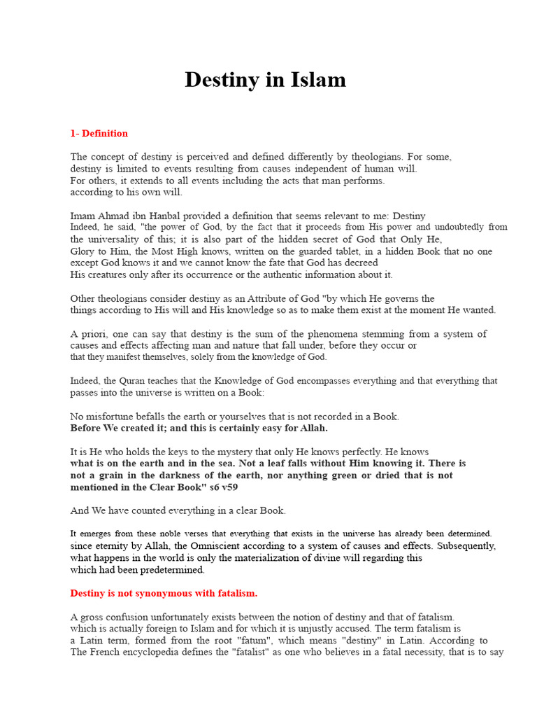 Understanding Destiny in Islam | PDF | God In Islam | Predestination