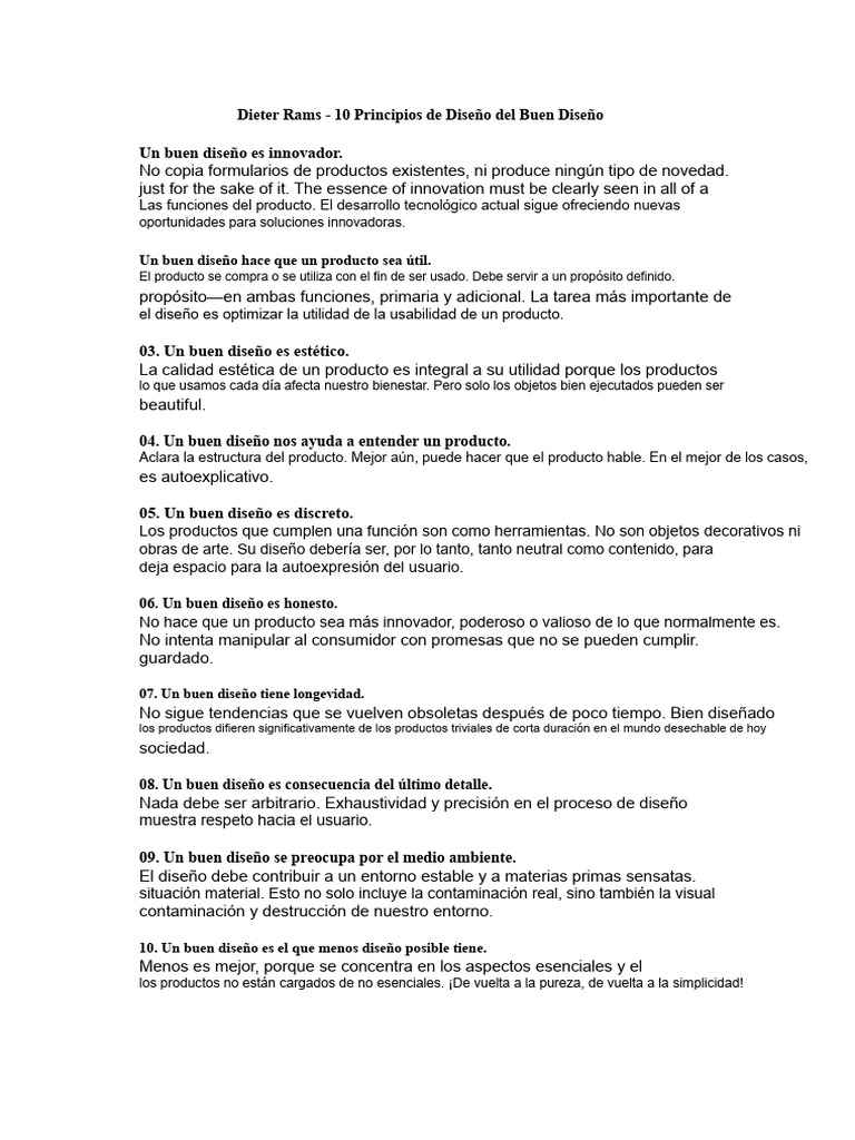 10 Principios del Buen Diseño de Rams | PDF