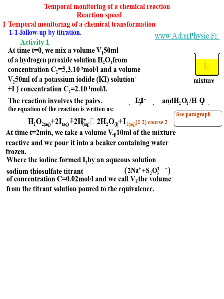 Slide 1. Temporal Monitoring of a Transformation - Reaction Rate (Www ...
