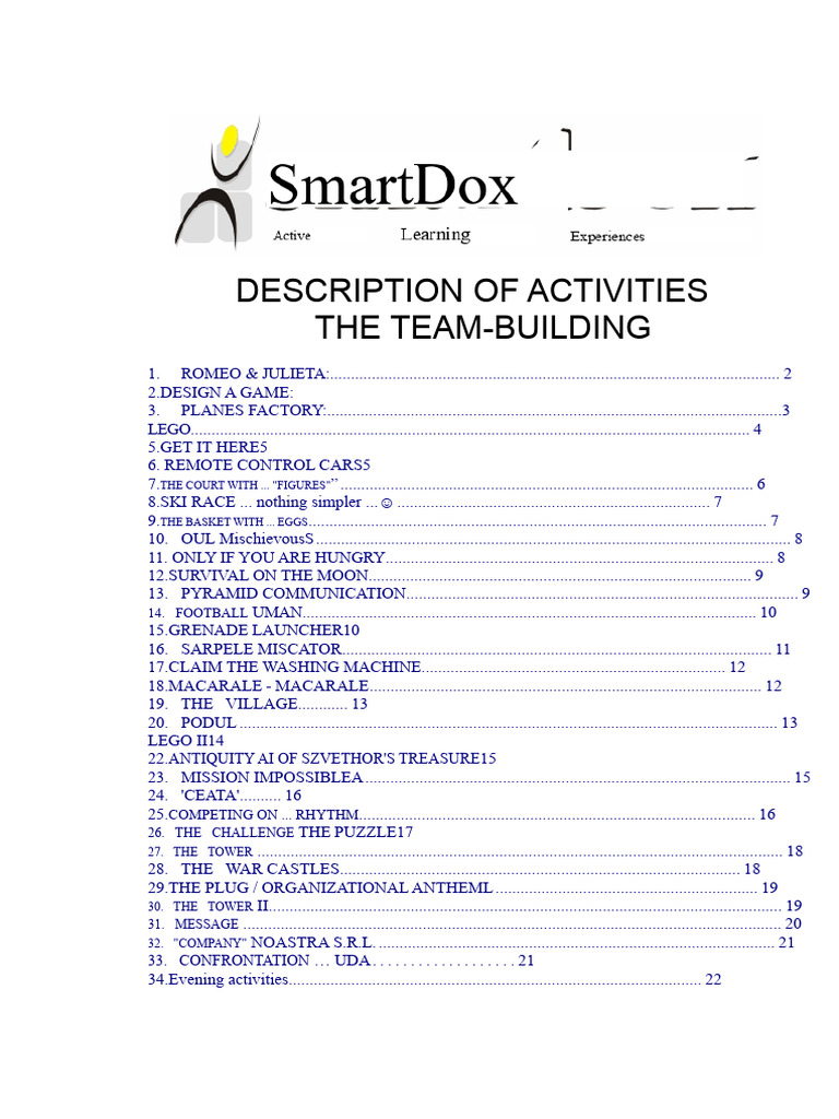 Team-Building Activity Descriptions | PDF | Communication | Target Audience