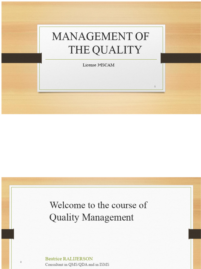 Quality Management Training Overview | PDF | Quality Management ...