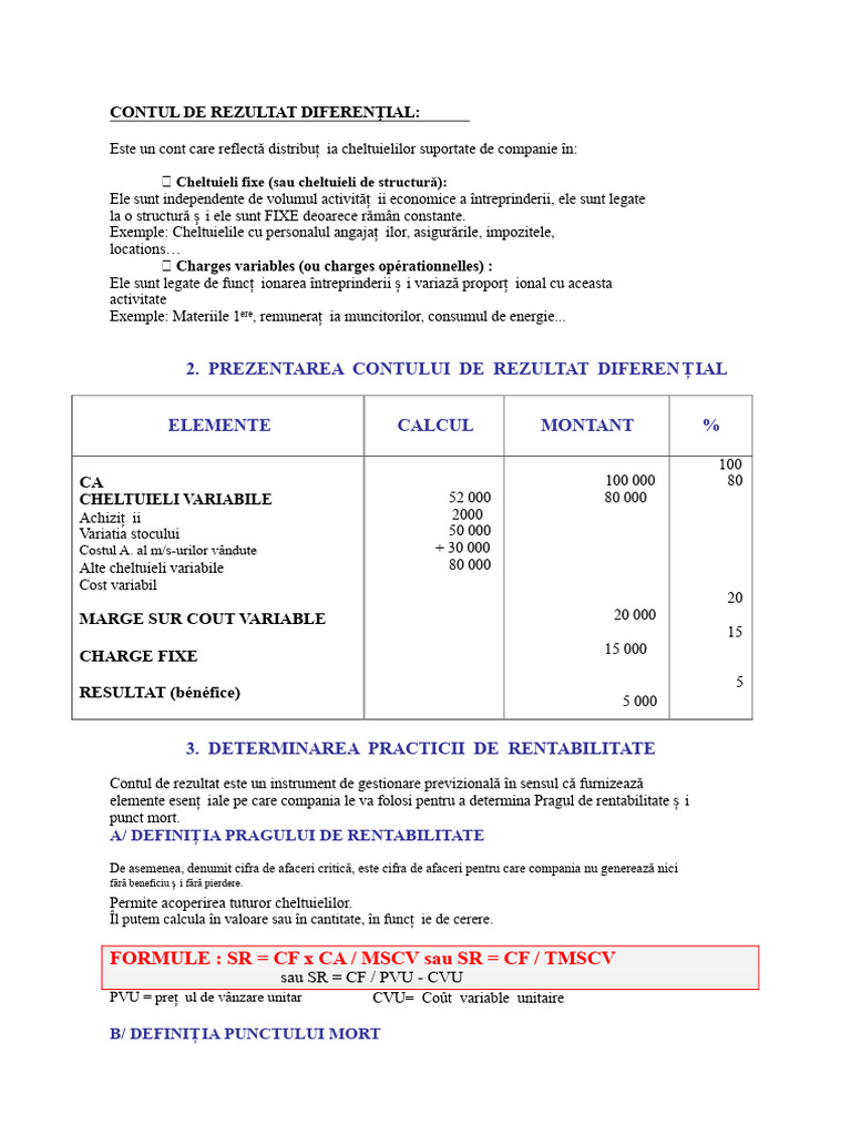 Contul de Rezultat Diferențial | PDF