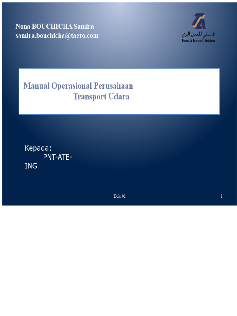 Manual Operasional Transportasi Udara | PDF
