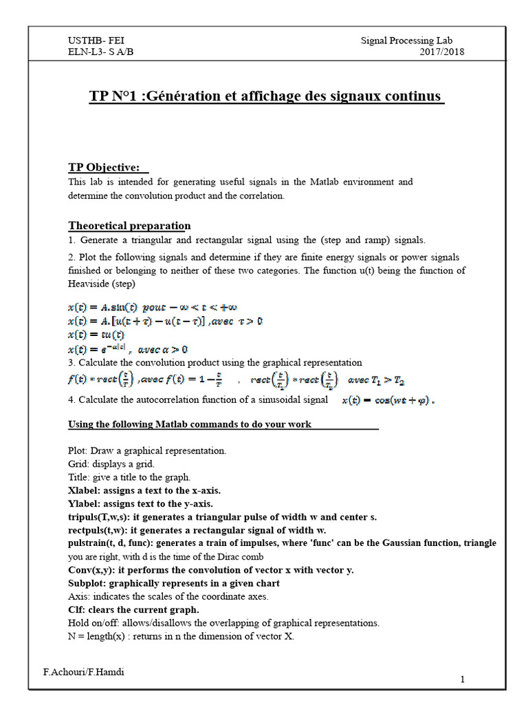 Signal Generation and Analysis in Matlab | PDF | Applied Mathematics ...