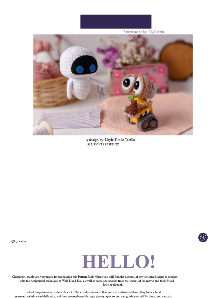 Crochet Amigurumi Patterns: Wall-E & Eva | PDF | Crochet | Knitting
