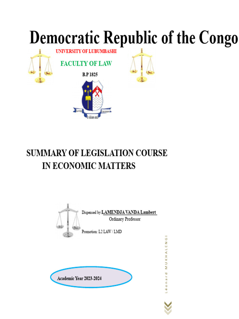 Economic Legislation Overview in DRC | PDF | Partnership | Treaty