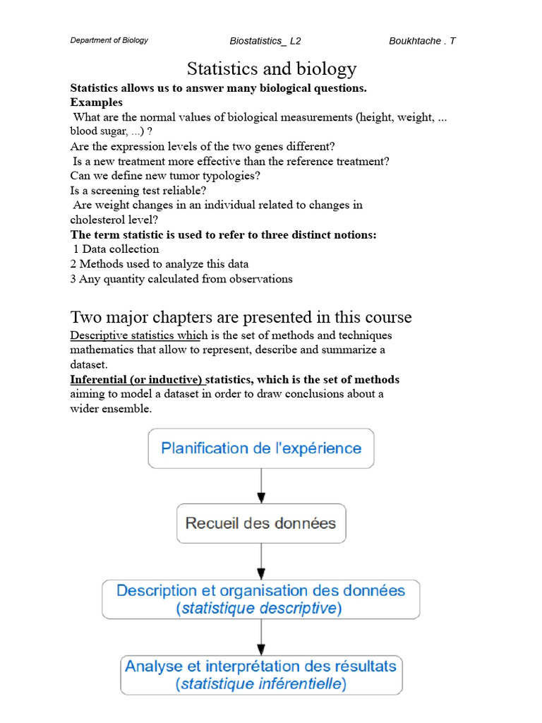 Biostatistics Course Overview and Methods | PDF | Statistics ...
