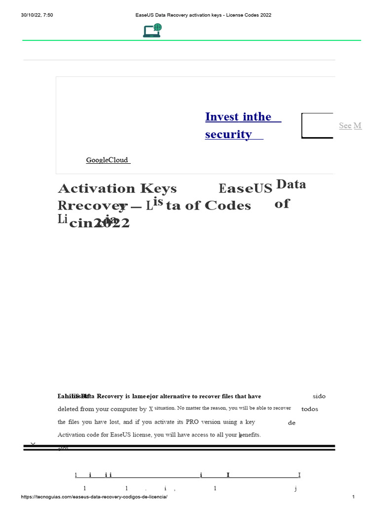 Activation Keys EaseUS Data Recovery License Codes 2022 | PDF ...