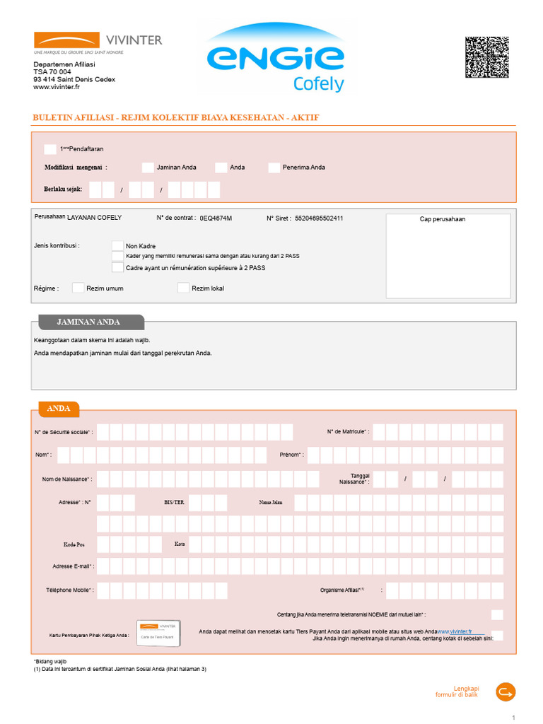 Pendaftaran Afiliasi Kesehatan Cofely | PDF