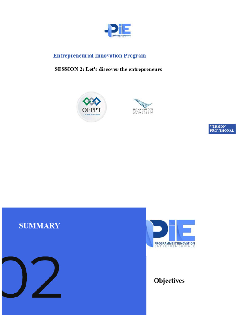 PIE- A1-P1- session 2 | PDF | Entrepreneurship | Public Speaking