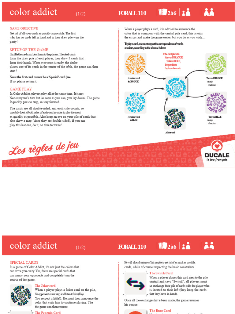 Color Addict Card Game Rules | PDF | Consumer Goods | Card Games