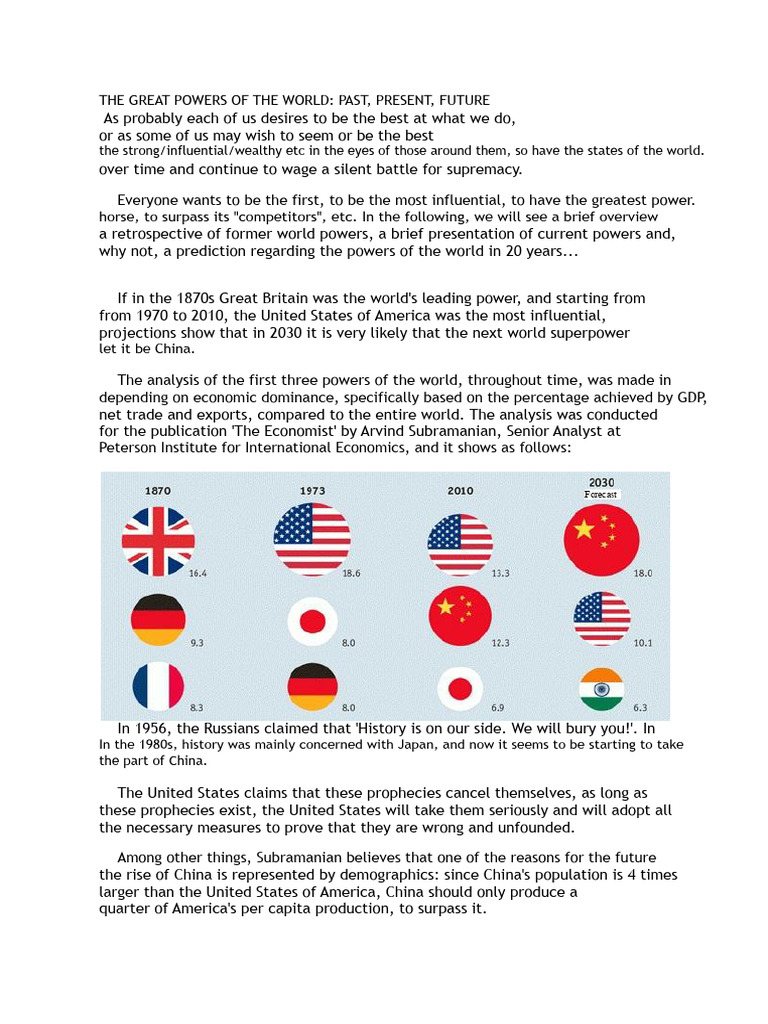 Future World Powers: USA vs. China | PDF | Purchasing Power Parity ...