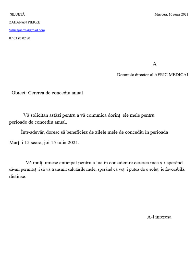 Cerere de Concediu | PDF