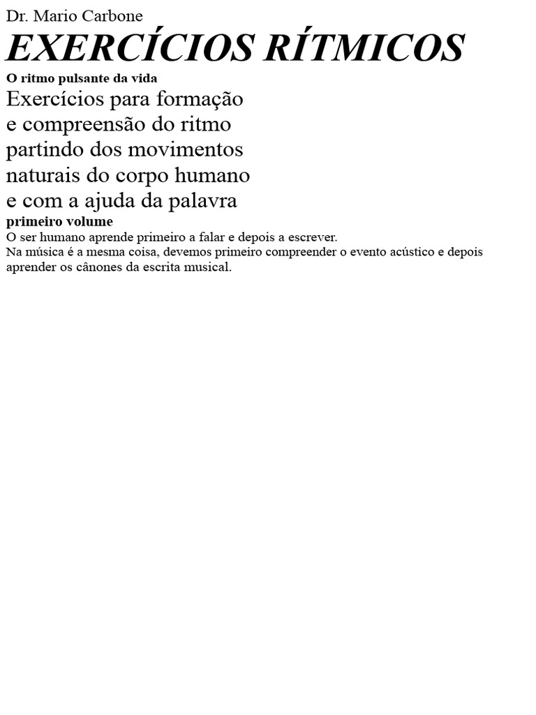 Exercícios Rítmicos para Música e Movimento | PDF | Aprendizado | Pedagogia