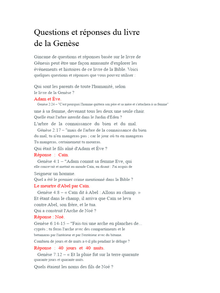 Questions et réponses sur la Genèse | PDF | Livre de la Genèse | Isaac