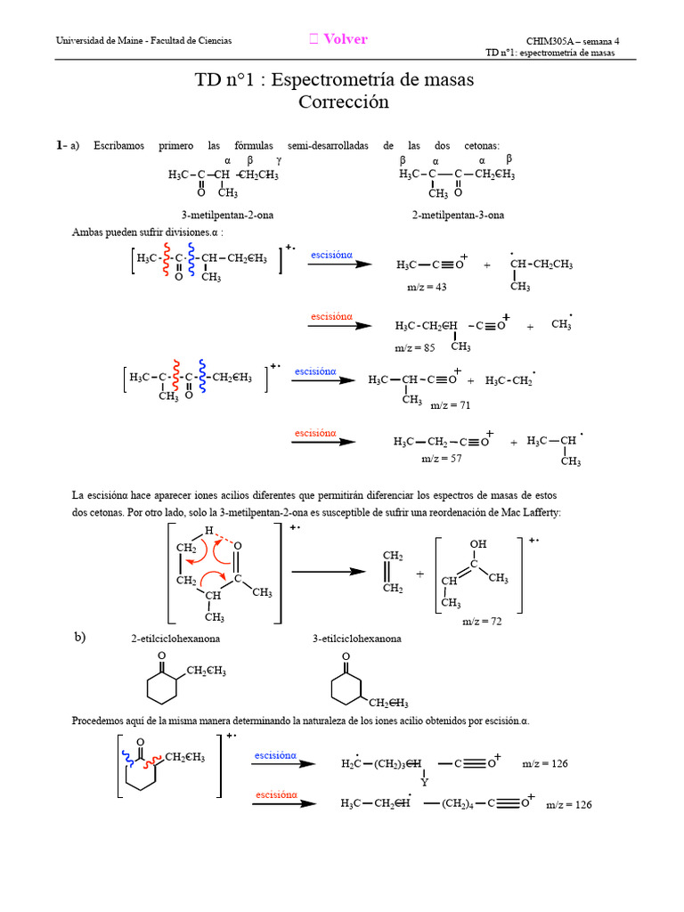 Espectrometría de masas en cetonas y alcoholes | PDF | Química Física ...
