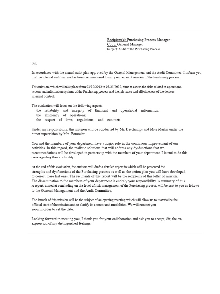 mission order example.pdf | PDF | Audit | Internal Control