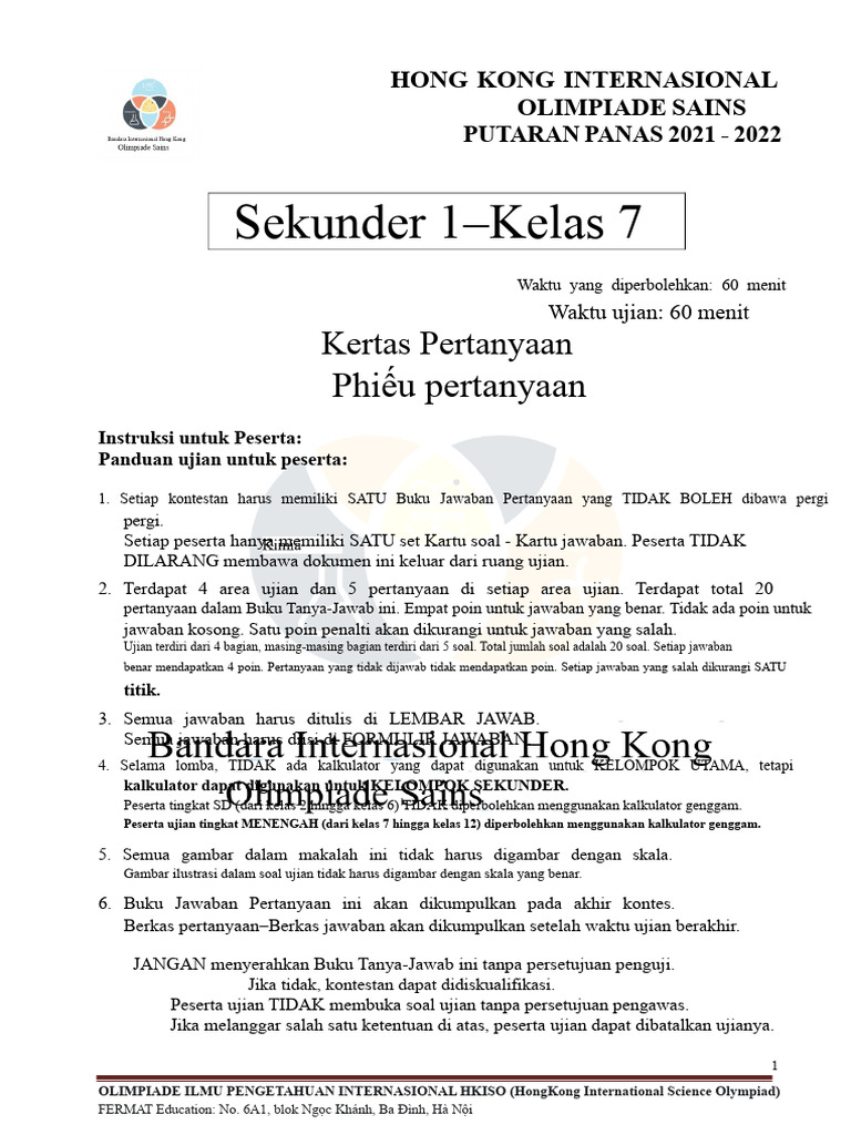 HKISO 2021-2022_Panas_S1 | PDF