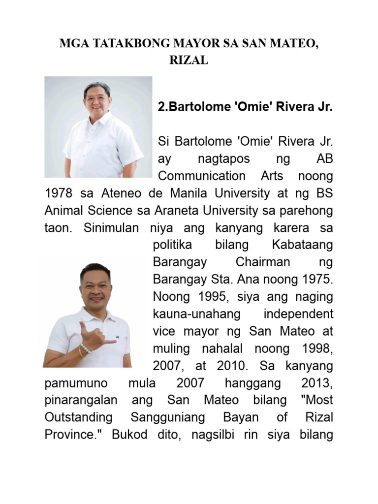 Mayor of Rizal | PDF