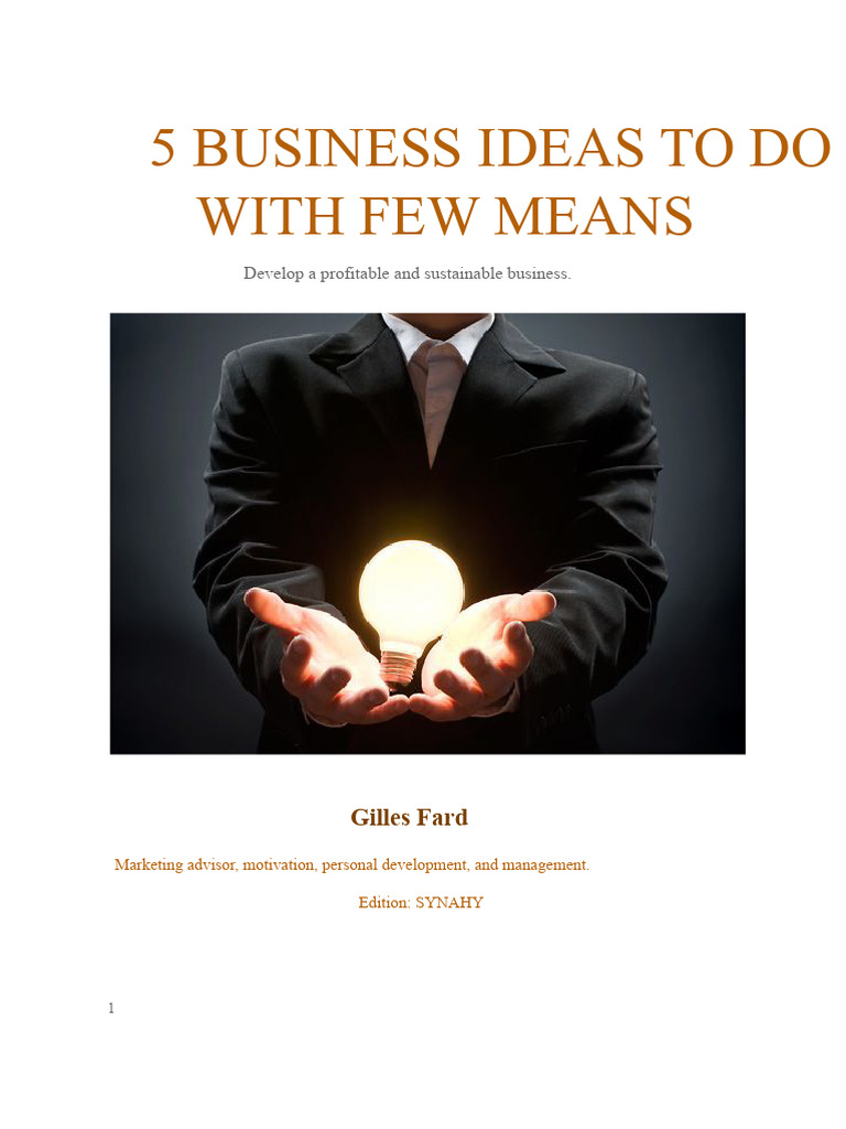 5 Business Ideas To Start With Little Resources PDF | PDF | Sales | Prices