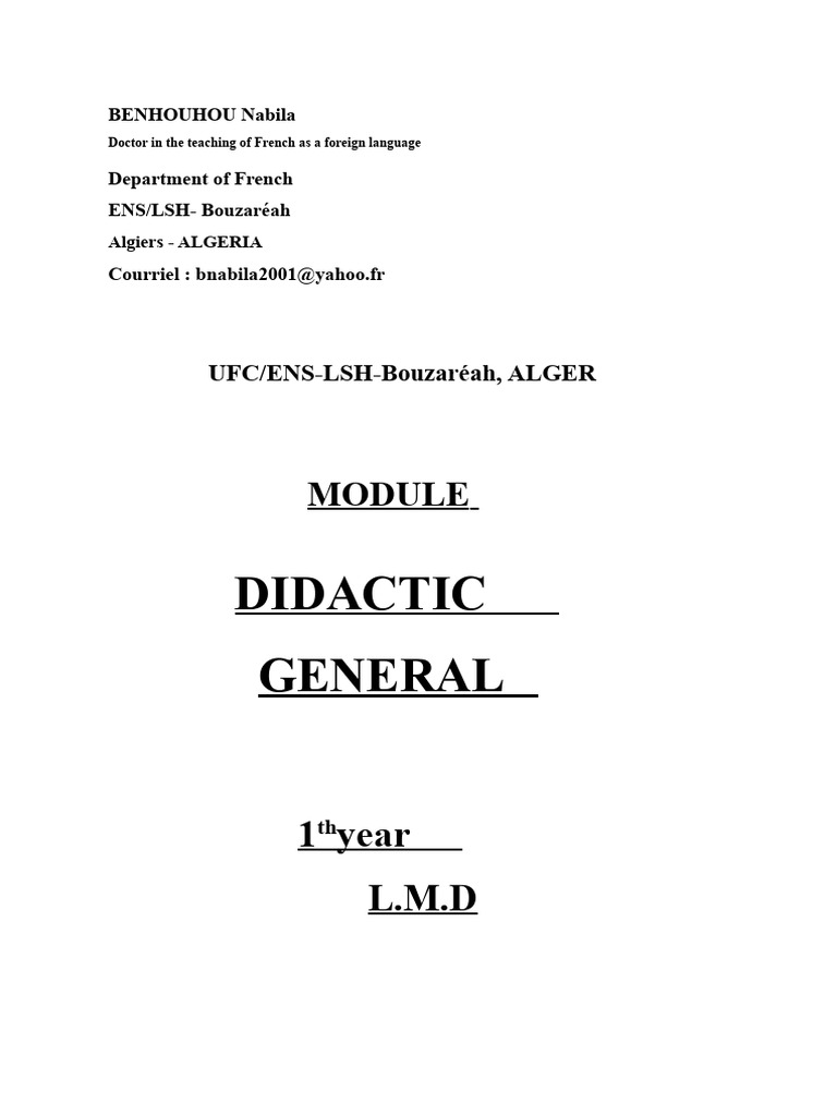 General Didactics | PDF | Linguistics | Language Acquisition