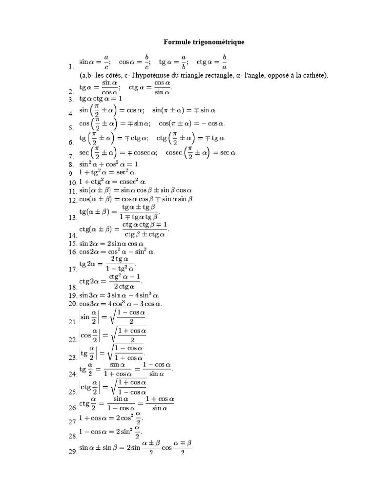 Formules de trigonométrie sphérique | PDF | Triangle | Cercle