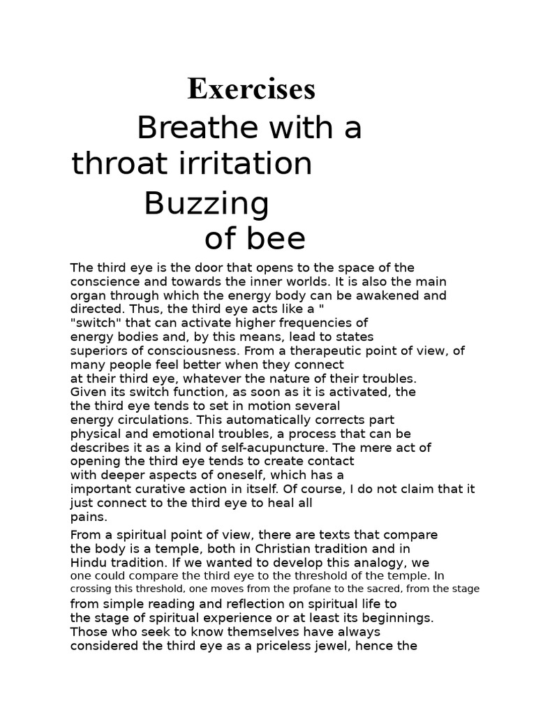 EXERCISE - THIRD EYE - 1°°°°°°°°°°°°°°° | PDF | Light | Meditation