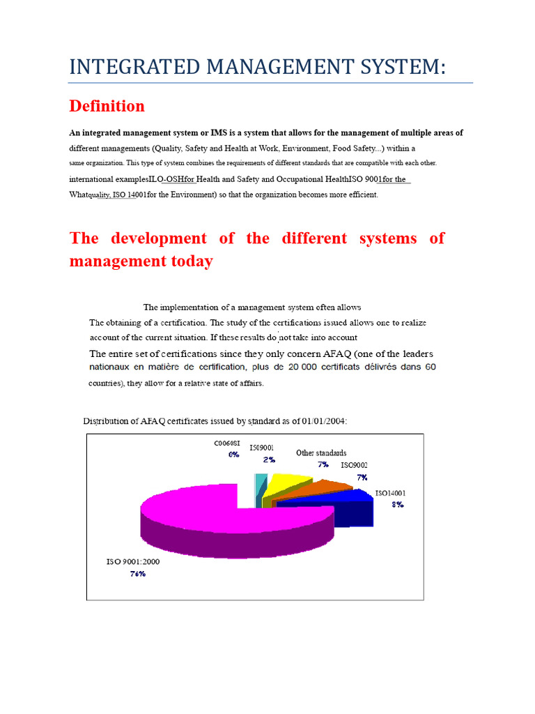 Integrated Management System Overview | PDF | Occupational Safety And ...