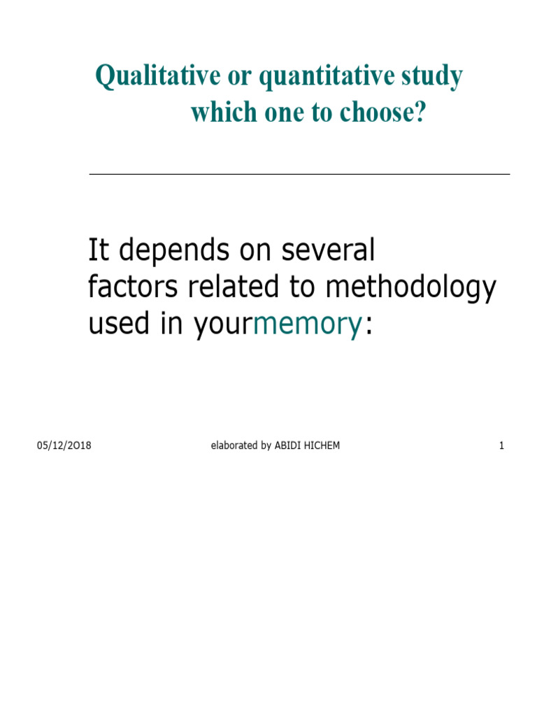 Choosing Between Qualitative and Quantitative Research | PDF ...