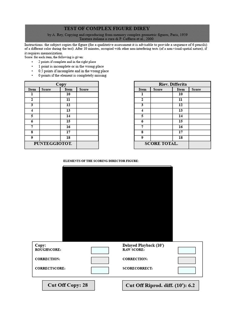 Complex Figure Copy Test Instructions | PDF | Cognition | Mental Processes