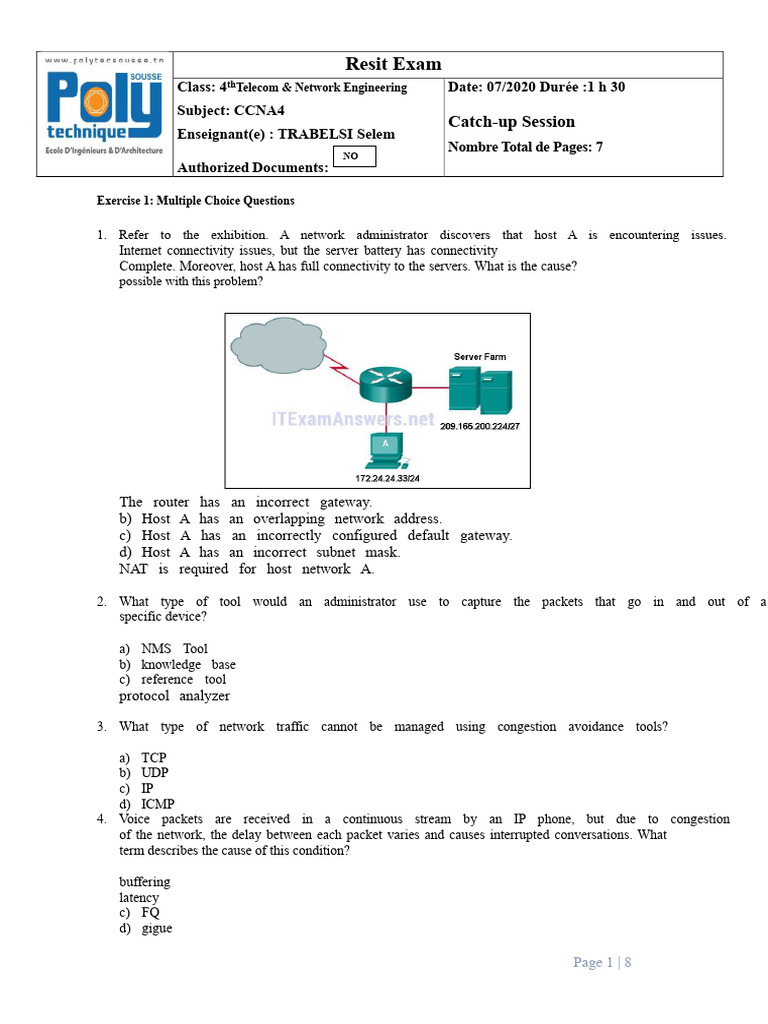 CCNA4 Resit Exam Questions and Answers | PDF | Computer Network ...